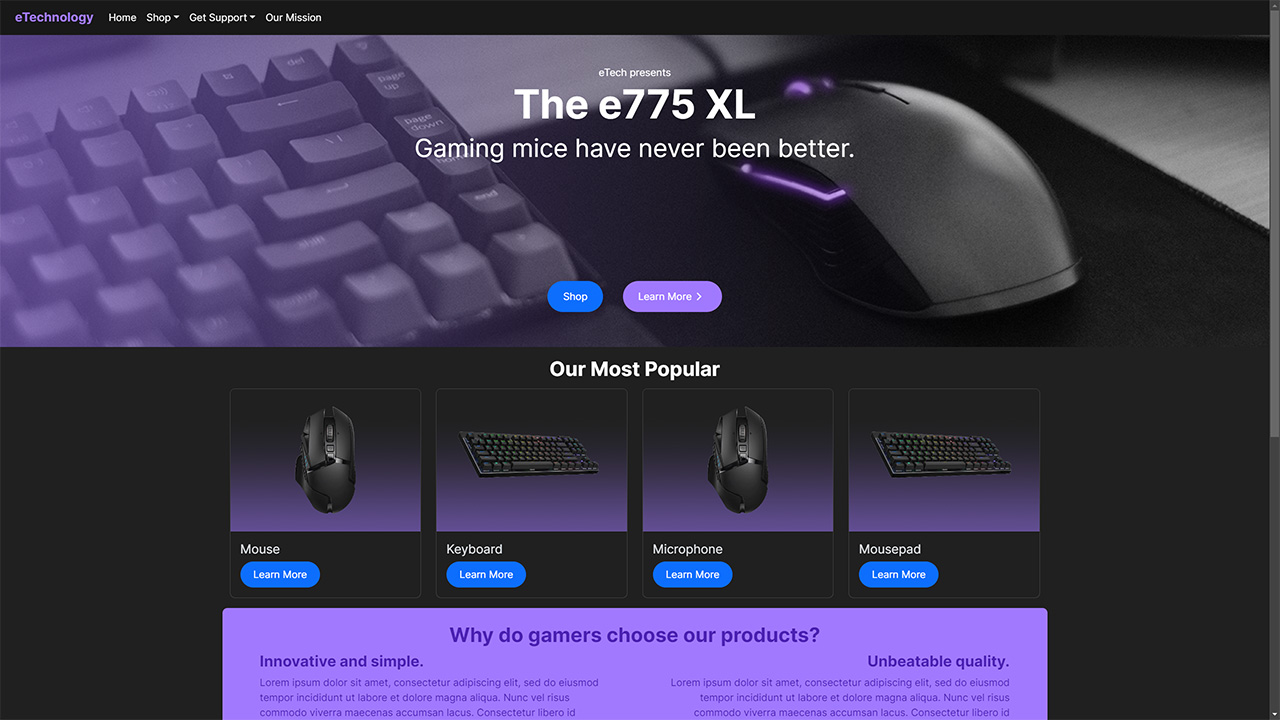 'eTechnology' Website.