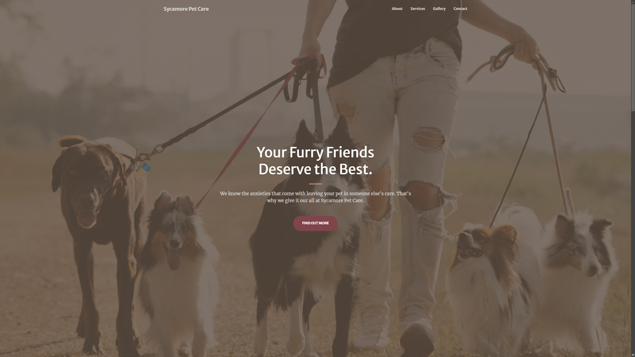 'Sycamore Pet Care' Website.
